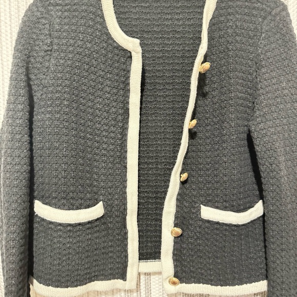 Abercrombie & Fitch Black and Cream Textured Blazer - Picture 2 of 4